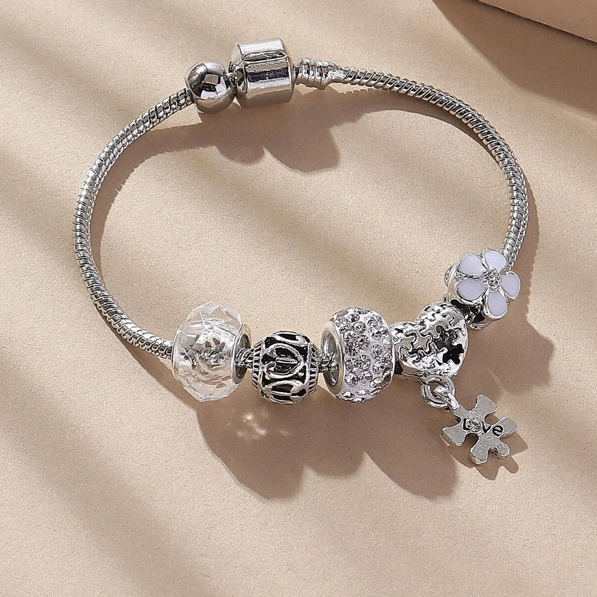 Multi-Element Beaded Love Pan Family Bracelet