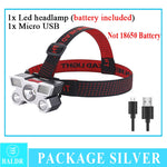 Load image into Gallery viewer, USB Rechargeable Headlamp Portable 5LED Headlight Built in Battery - BestShop
