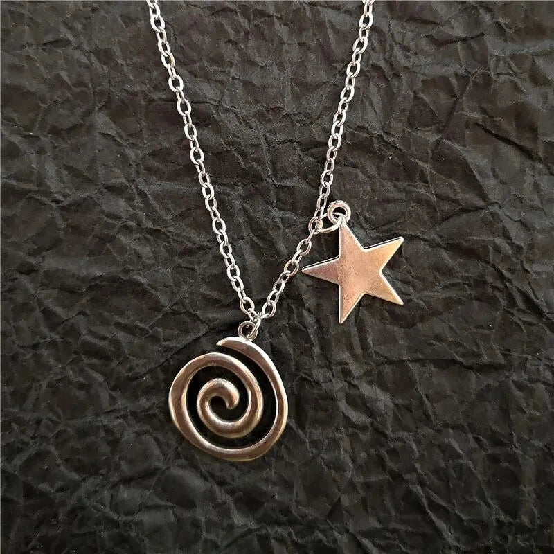 Vintage Spiral Vortex Pendant Necklace