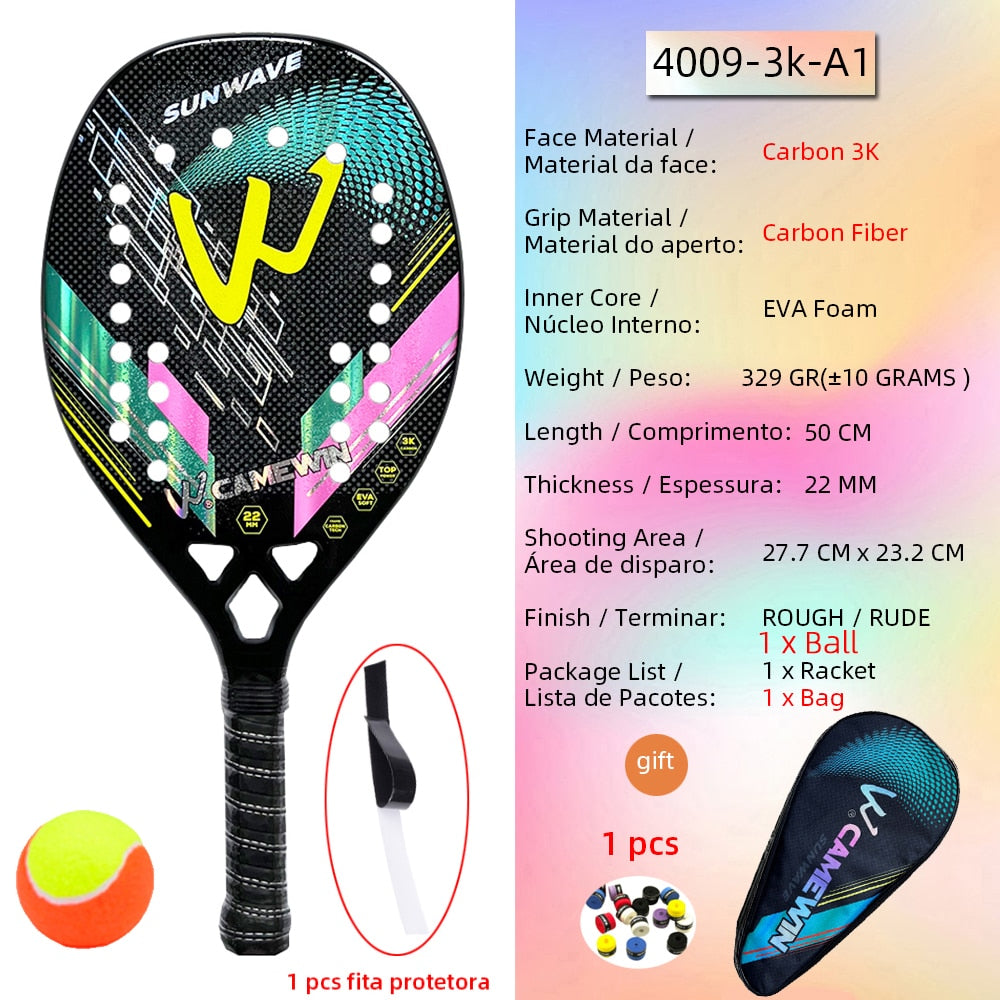 High Quality 3K Carbon and Glass Fiber Beach Tennis Racket - BestShop