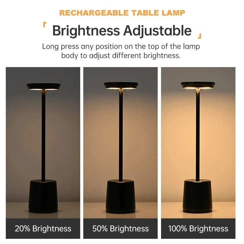 Lámpara de mesa LED con sensor táctil simple, recargable, 3 colores, ajustable, luz ambiental creativa para mesita de noche, decoración de habitación