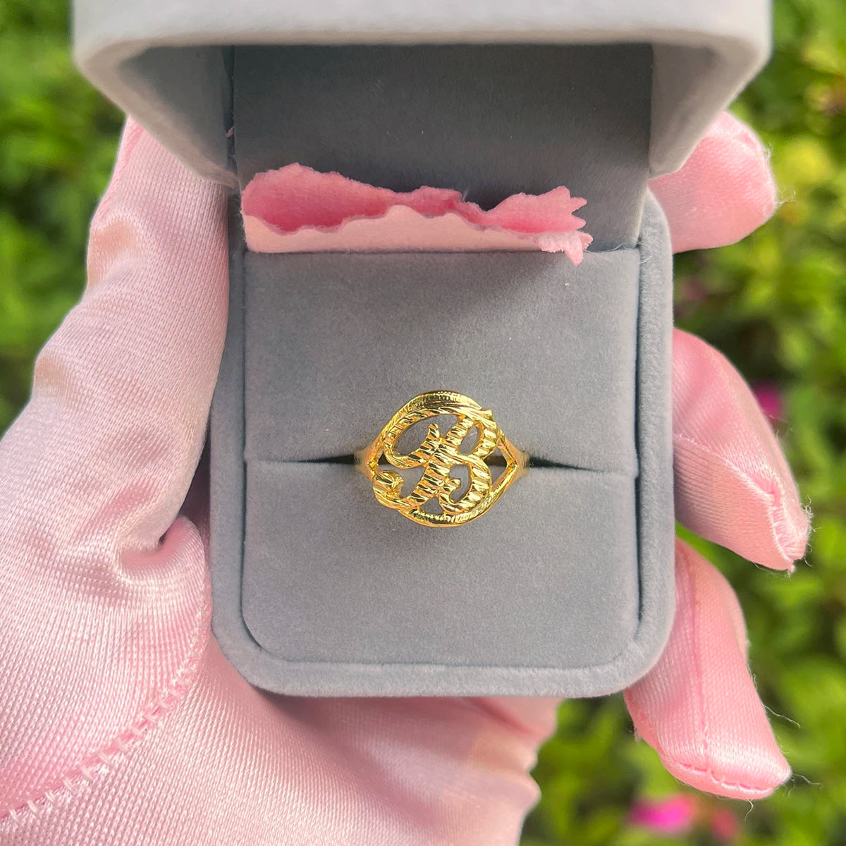 Bague cœur personnalisée avec lettres AZ