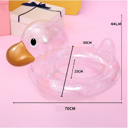 Cute Transparent Duck Swimming Ring for Children Kids Inflatable Baby Bath Swim Circle Floating Seat Ring Swimming Pool Toys - BestShop