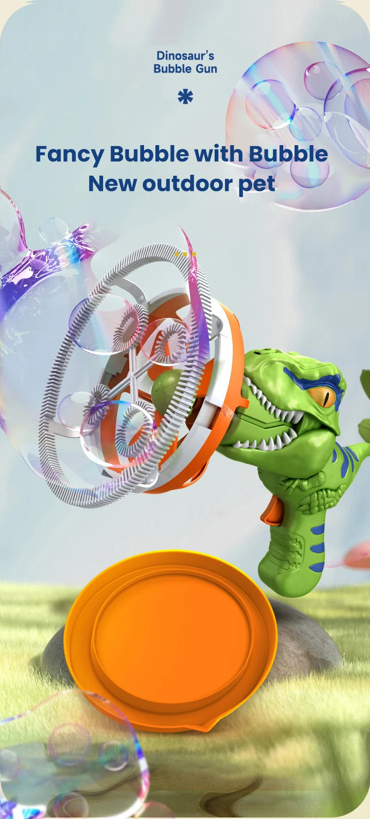2 In 1 Dinosaur Electric Soap Bubble Gun