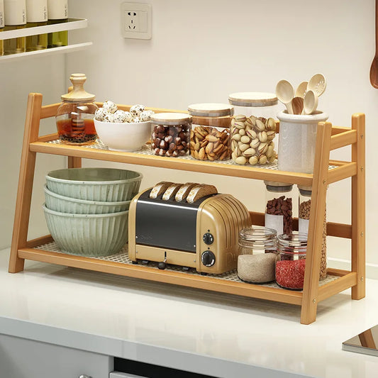 Bamboo Spice Caddy Shelf 2-Layer