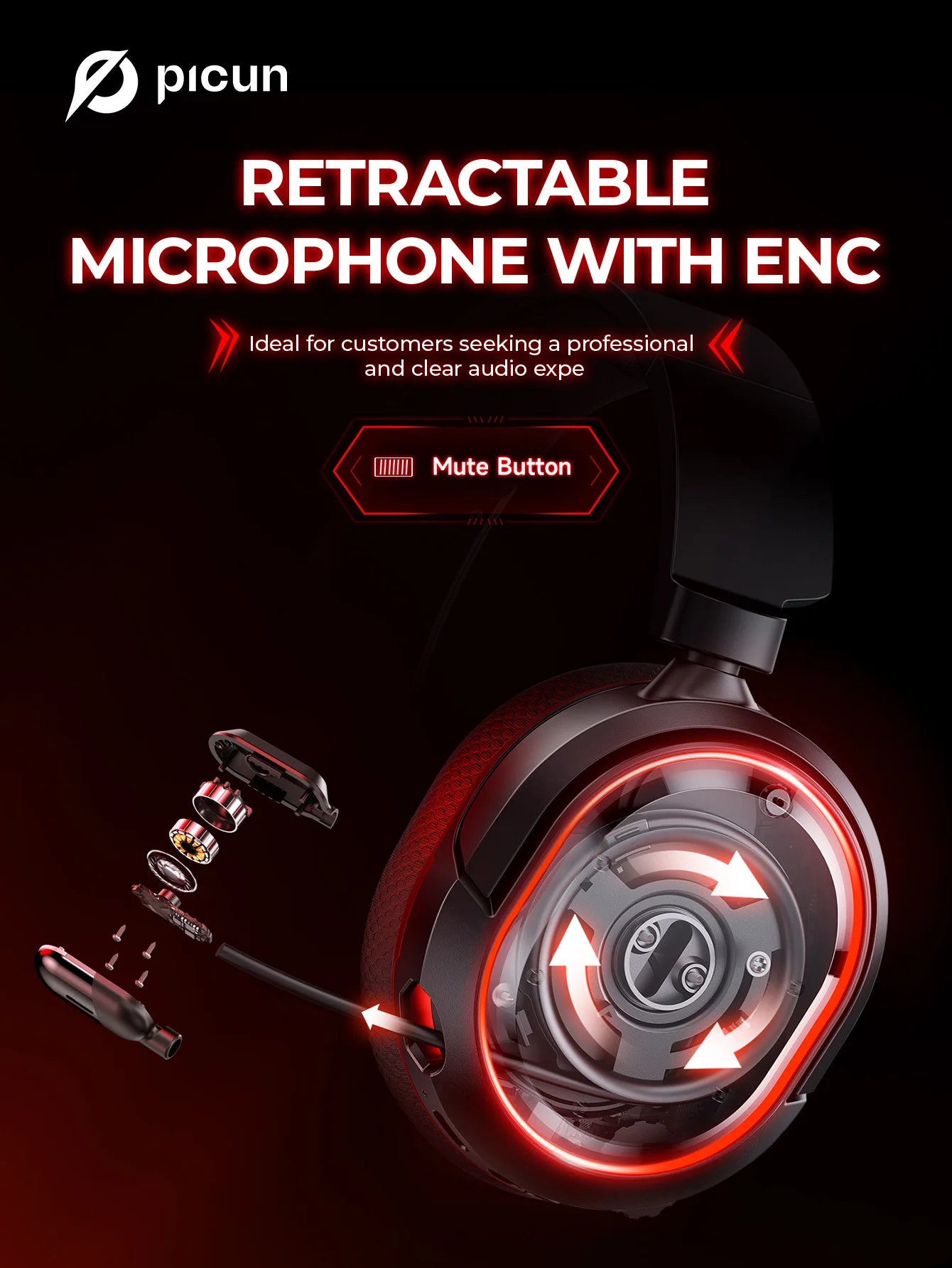 Picun G2 2.4G Wireless Gaming Headset