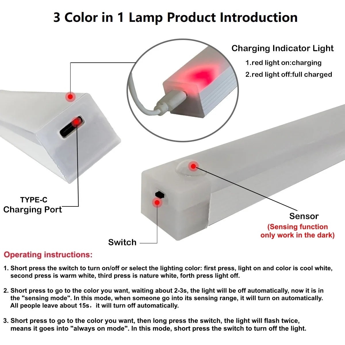 Rechargeable Motion Sensor LED Bar Light