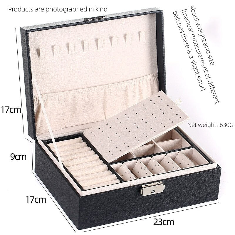 Double Layer Large Capacity Leather Jewelry Box - BestShop