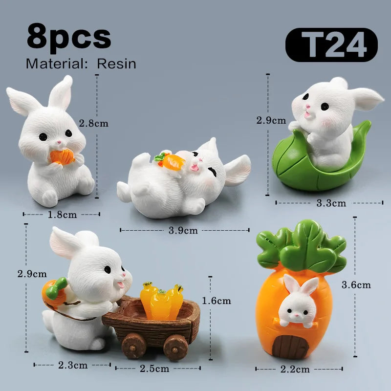 Figurine de lapin mignon de Pâques 2025, bricolage, paysage, maison, kawaii, décoration de chambre, miniature, jardin de fées, accessoires de décoration modernes