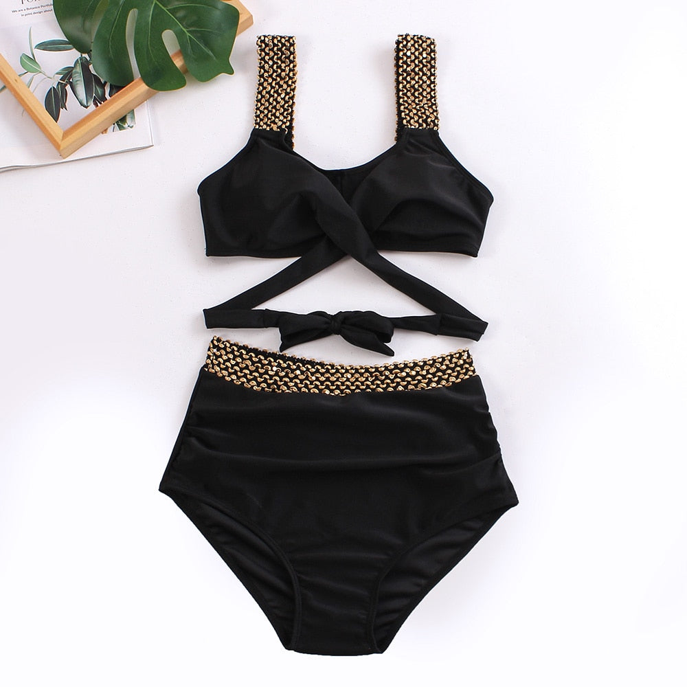 2023 Black Cross High Waist Bikini - BestShop