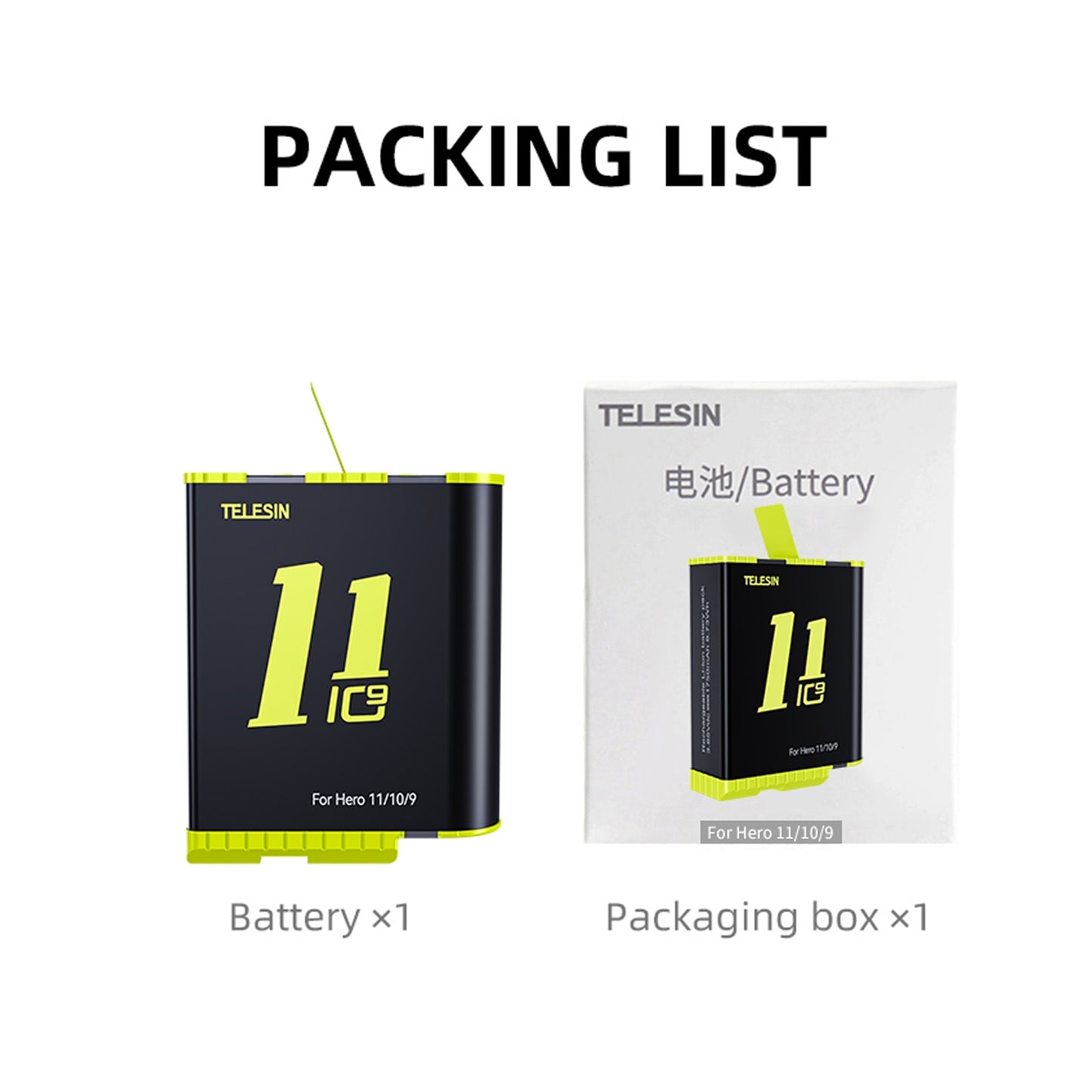 TELESIN Battery For GoPro Hero 10 11 1750 mAh - BestShop