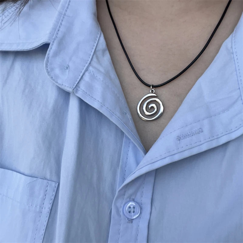 Vintage Spiral Vortex Pendant Necklace