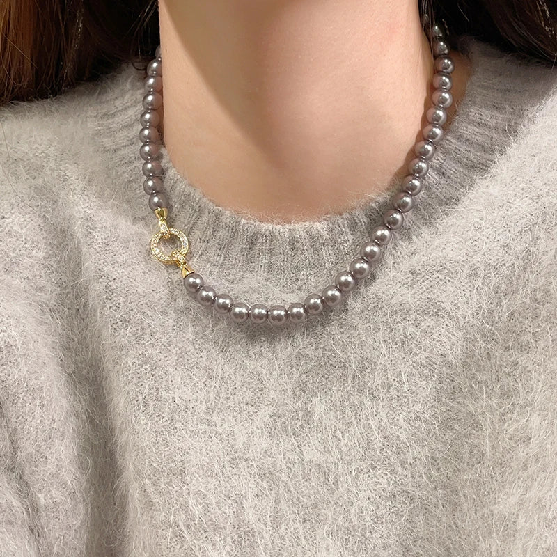 French Elegant Pearl Beaded Necklace