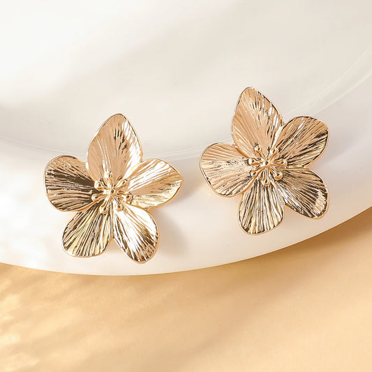 Fashion Trendy Stainless Steel Flower Earrings