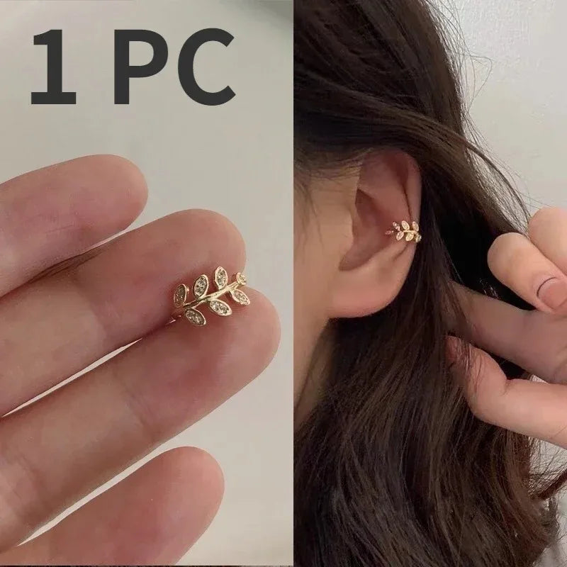 Cute Metal Leaf Earcuff Clip-On Earring