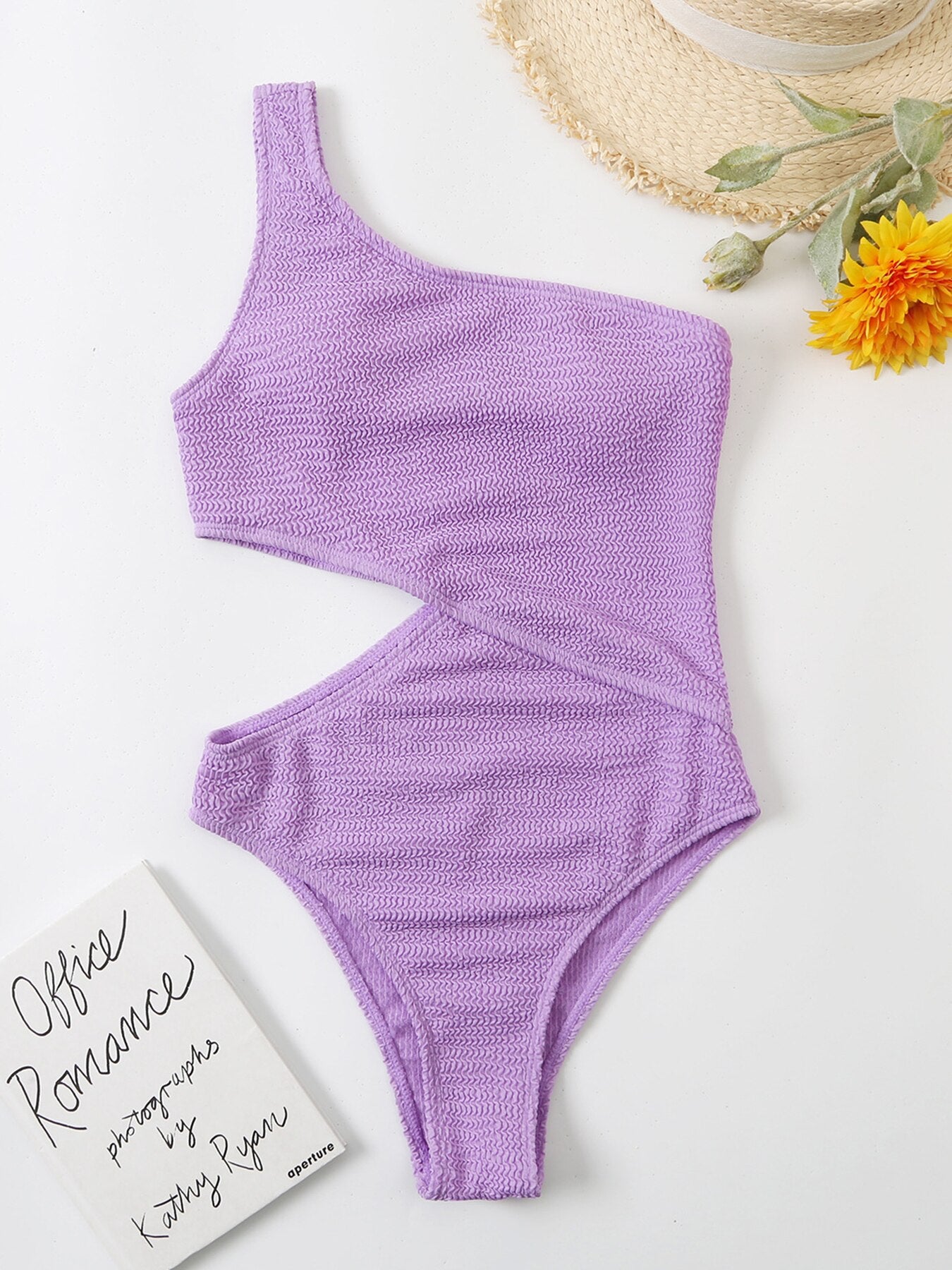 One Shoulder Ribbed Monokini Swimsuit - BestShop