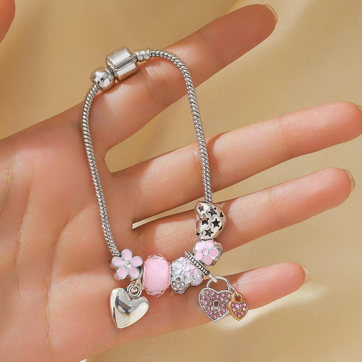 Multi-Element Beaded Love Pan Family Bracelet