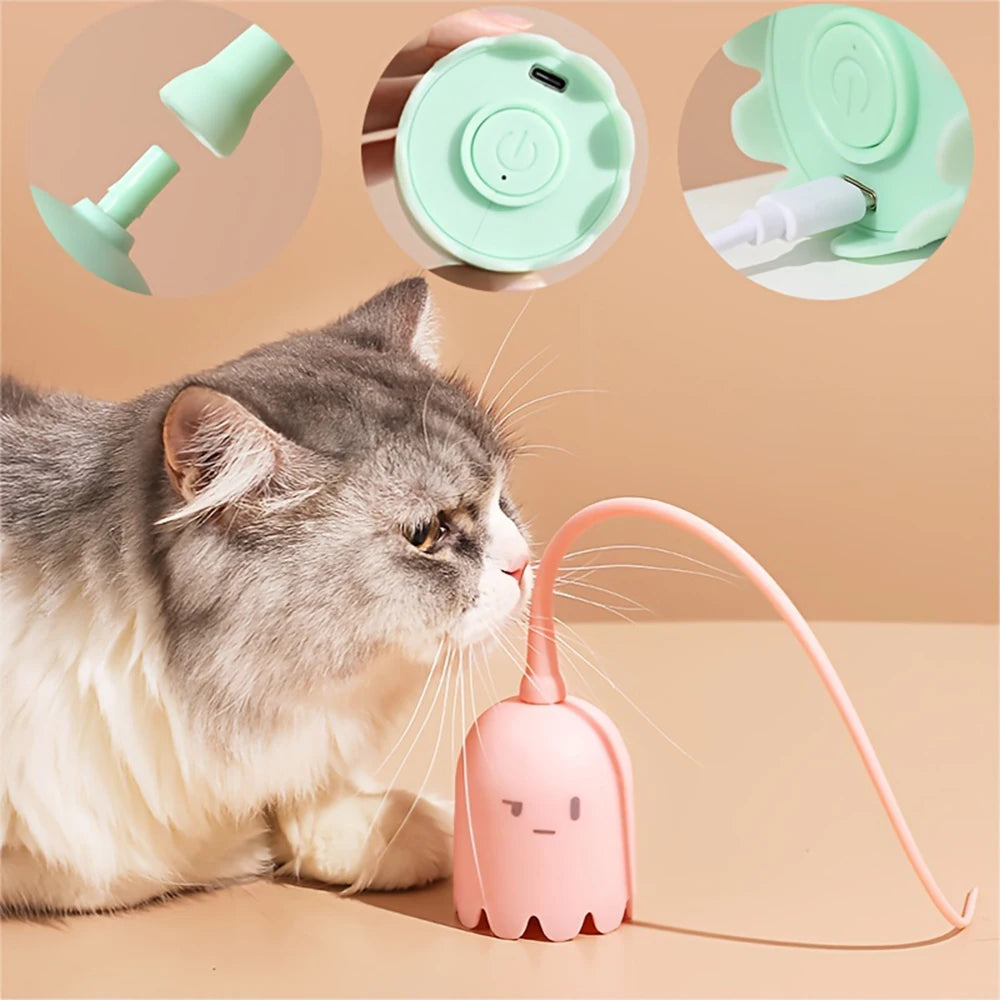 Electric Cat Teasing Stick Tail Wagging Toy
