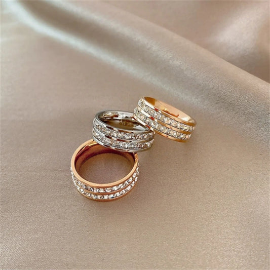 Luxury Double Rowed Square Zircon Ring
