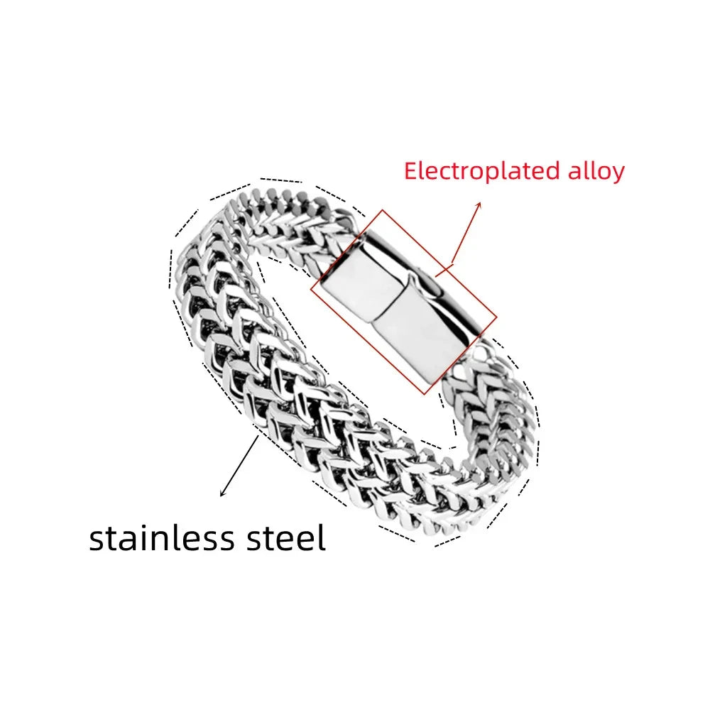 Stainless Steel Braided Double Row Bracelet