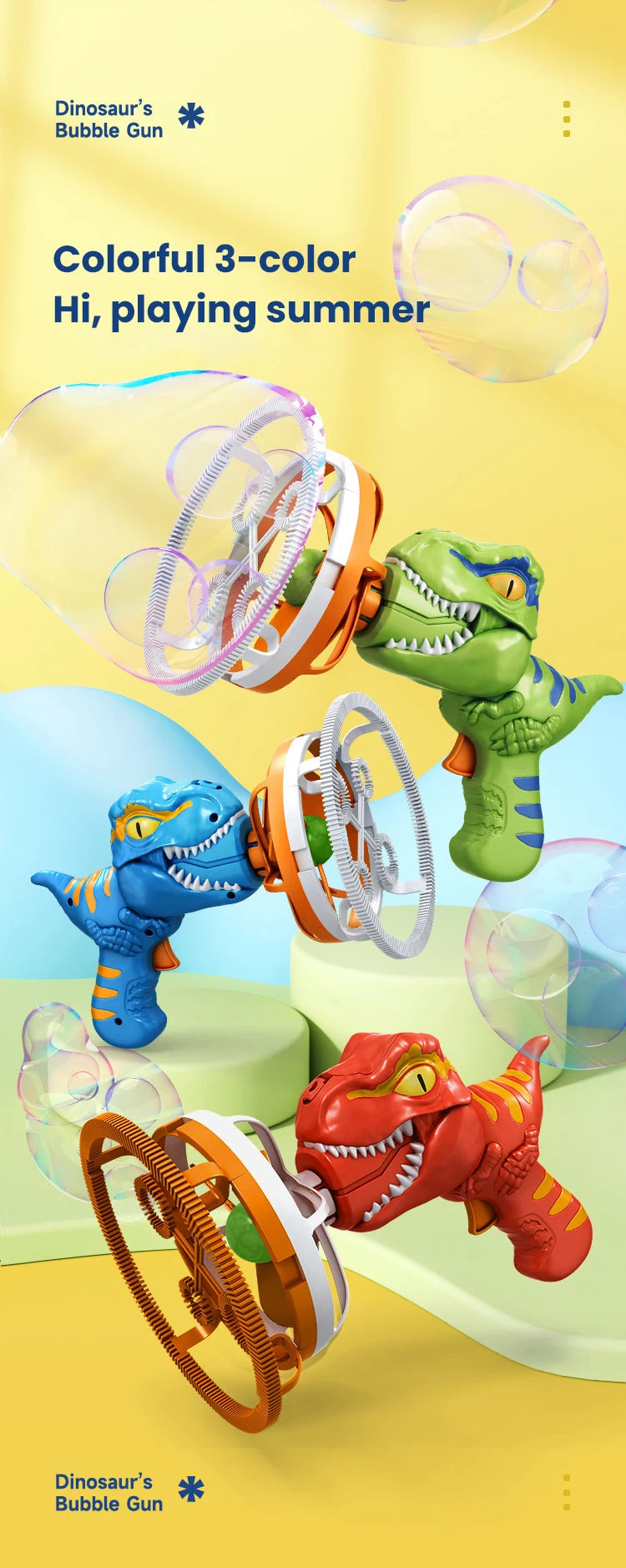 2 In 1 Dinosaur Electric Soap Bubble Gun
