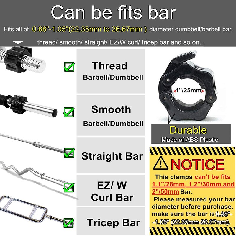 Spinlock Collars Barbell Collar Lock Dumbell Barbell Clamps - BestShop