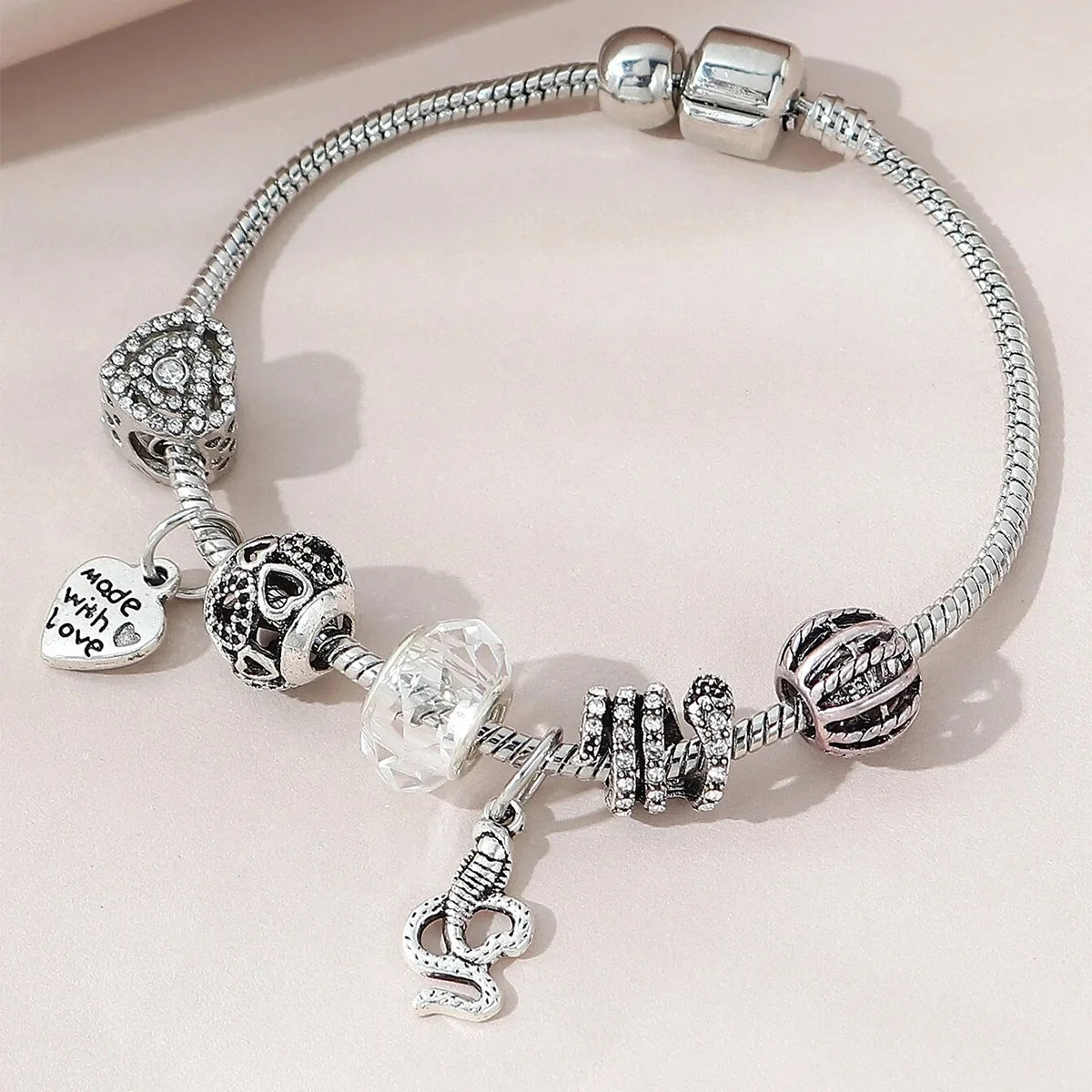 Multi-Element Beaded Love Pan Family Bracelet