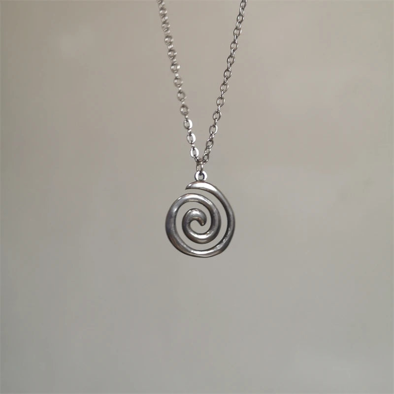 Vintage Spiral Vortex Pendant Necklace