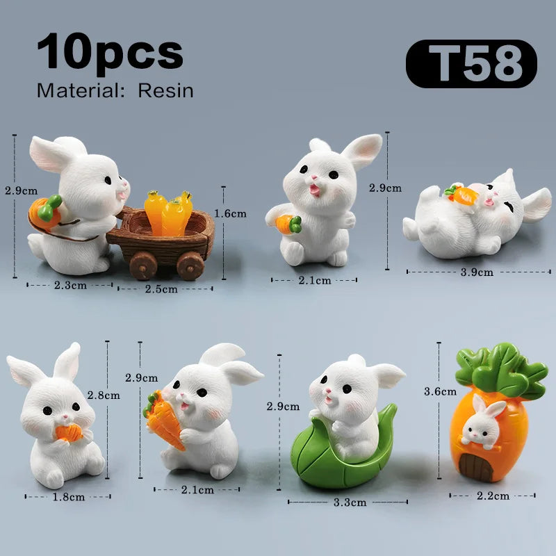 Figurine de lapin mignon de Pâques 2025, bricolage, paysage, maison, kawaii, décoration de chambre, miniature, jardin de fées, accessoires de décoration modernes