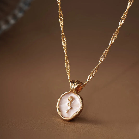 French Retro Gold Color Rose Necklace