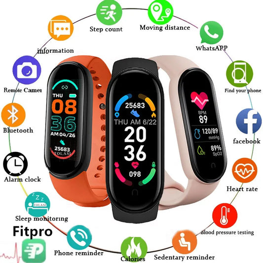 Montre connectée M6 pour hommes et femmes, bracelet de fitness intelligent