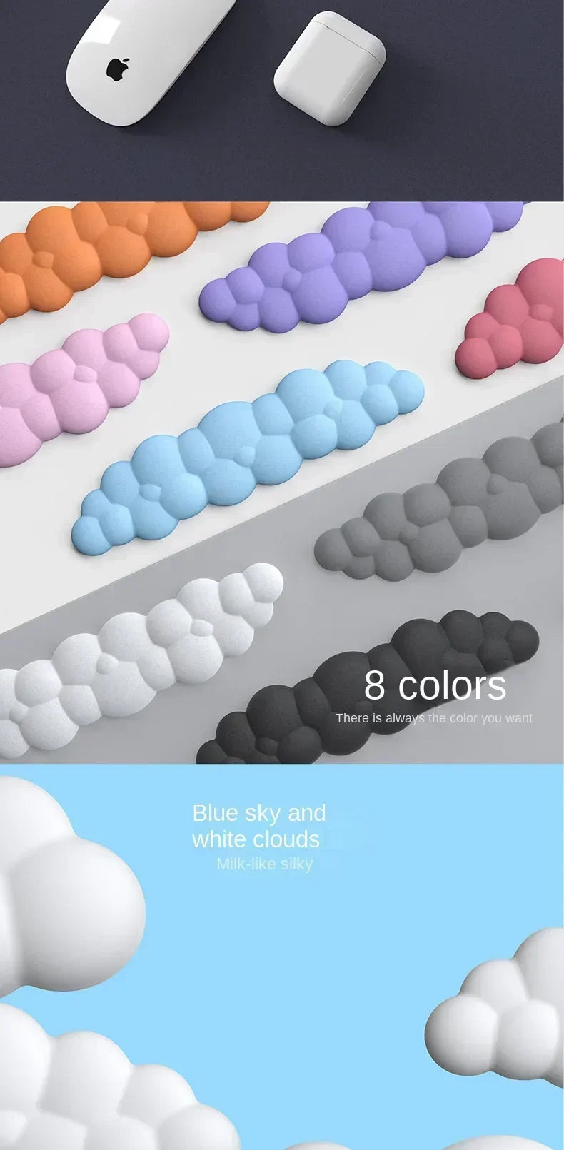 Cloud Mouse pad with wrist rest