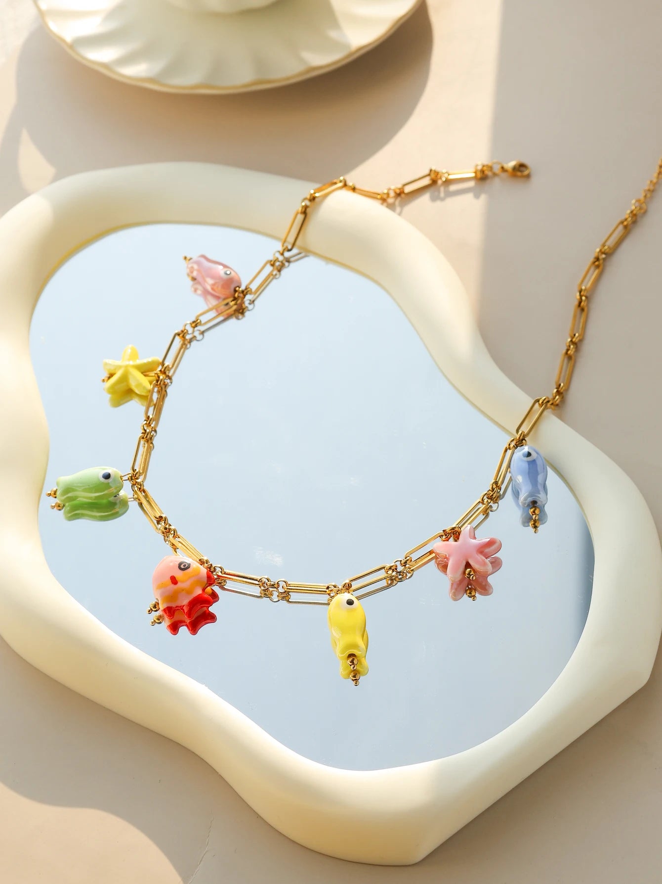 Ceramic Starfish Fish Necklace
