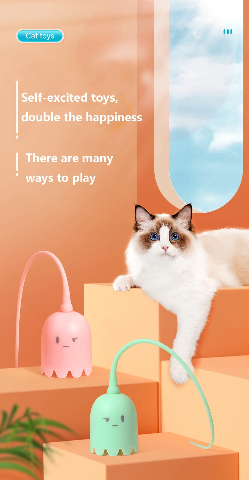 Electric Cat Teasing Stick Tail Wagging Toy