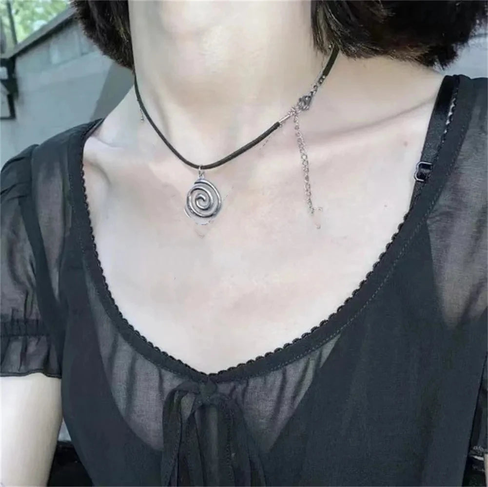 Vintage Spiral Vortex Pendant Necklace