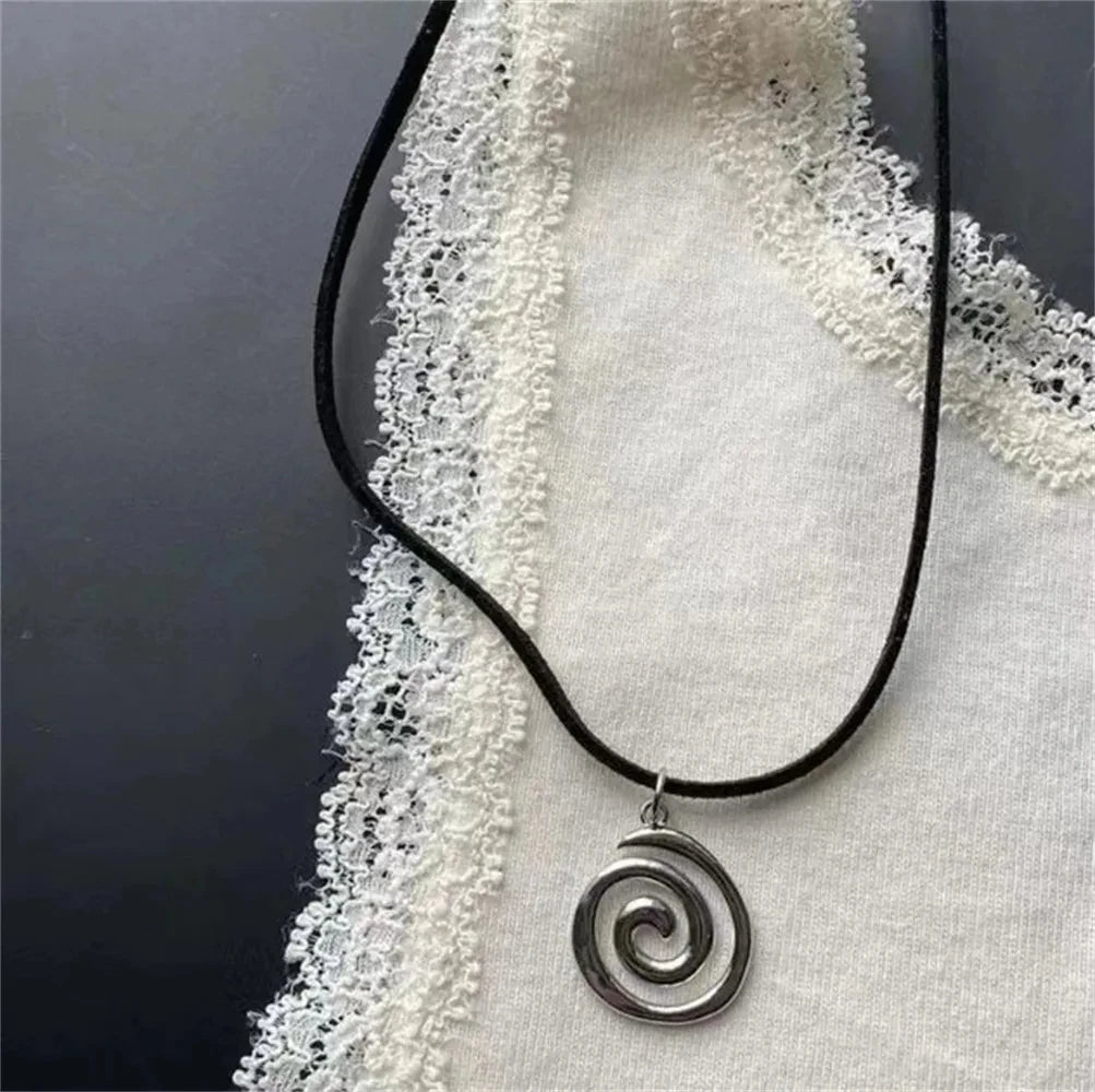 Vintage Spiral Vortex Pendant Necklace