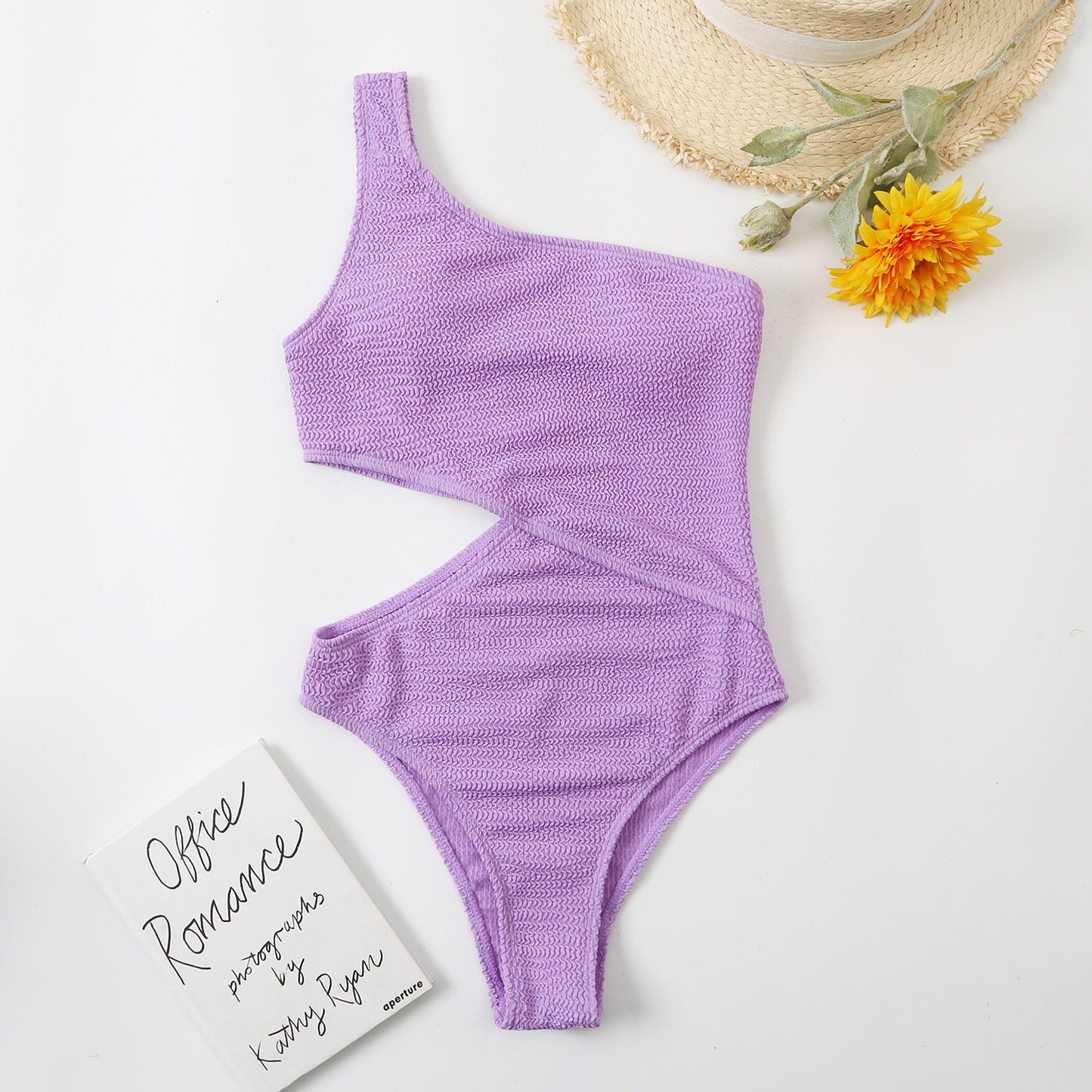 One Shoulder Ribbed Monokini Swimsuit - BestShop