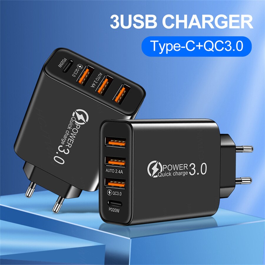 USB Wall Charger Block 4 Port PD QC Fast Power Adapter - BestShop