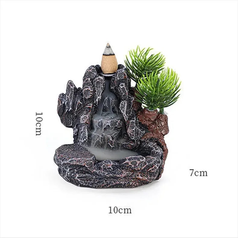 Porte-encens à refoulement, brûleur d'encens en cascade, décoration d'intérieur, ornement d'aromathérapie, cônes d'encens avec cônes d'encens à refoulement