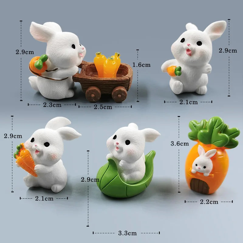 Figurine de lapin mignon de Pâques 2025, bricolage, paysage, maison, kawaii, décoration de chambre, miniature, jardin de fées, accessoires de décoration modernes