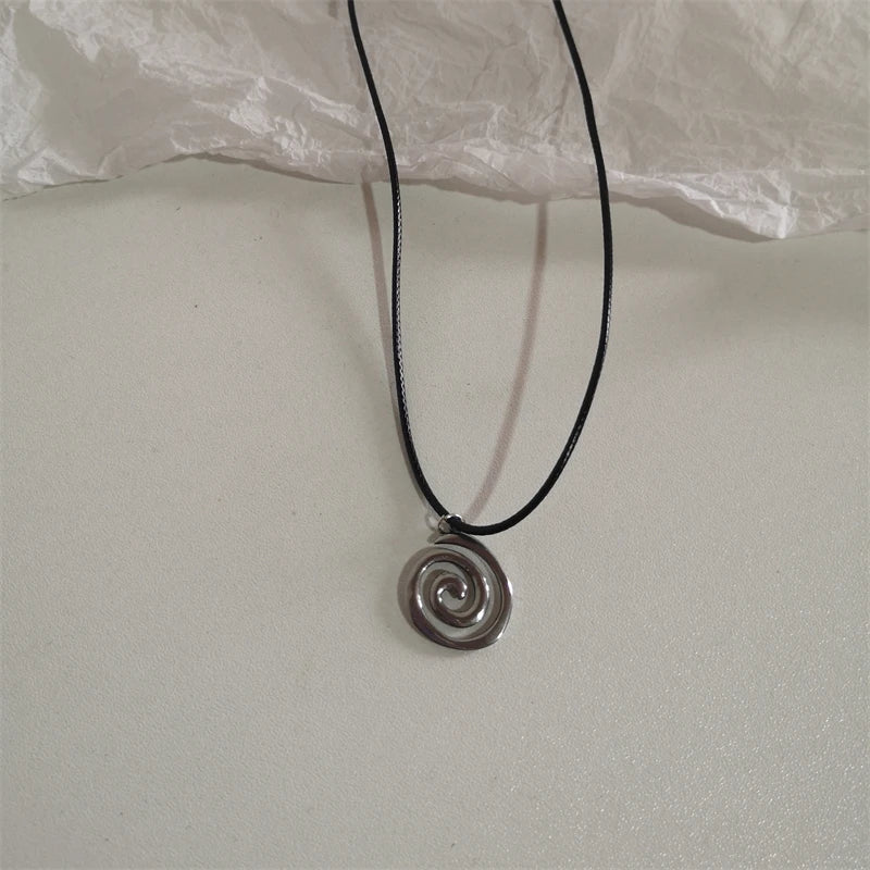 Vintage Spiral Vortex Pendant Necklace