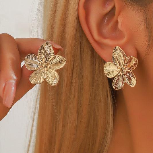 Fashion Trendy Stainless Steel Flower Earrings