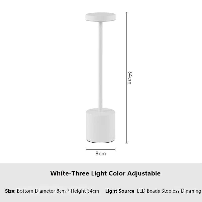 Lámpara de mesa LED con sensor táctil simple, recargable, 3 colores, ajustable, luz ambiental creativa para mesita de noche, decoración de habitación