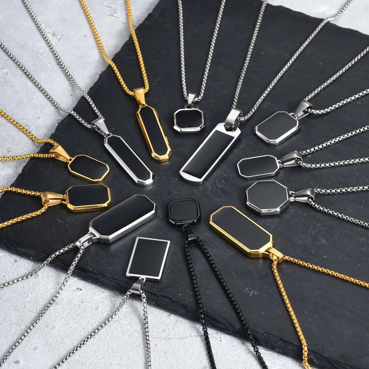 Casual Black Enamel Necklaces