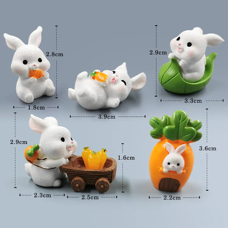 Figurine de lapin mignon de Pâques 2025, bricolage, paysage, maison, kawaii, décoration de chambre, miniature, jardin de fées, accessoires de décoration modernes