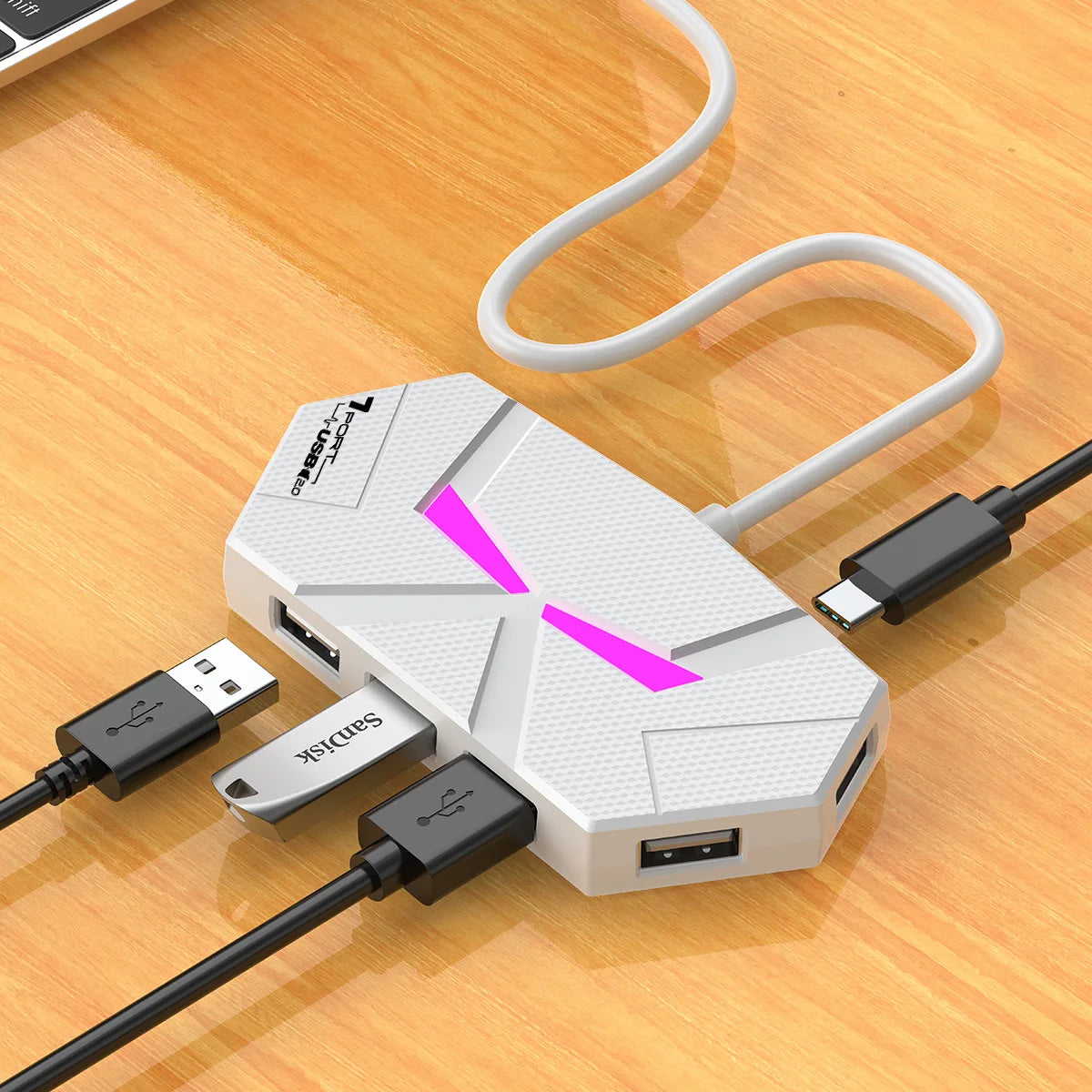 7-port Compatible USB2.0 Expansion Splitter