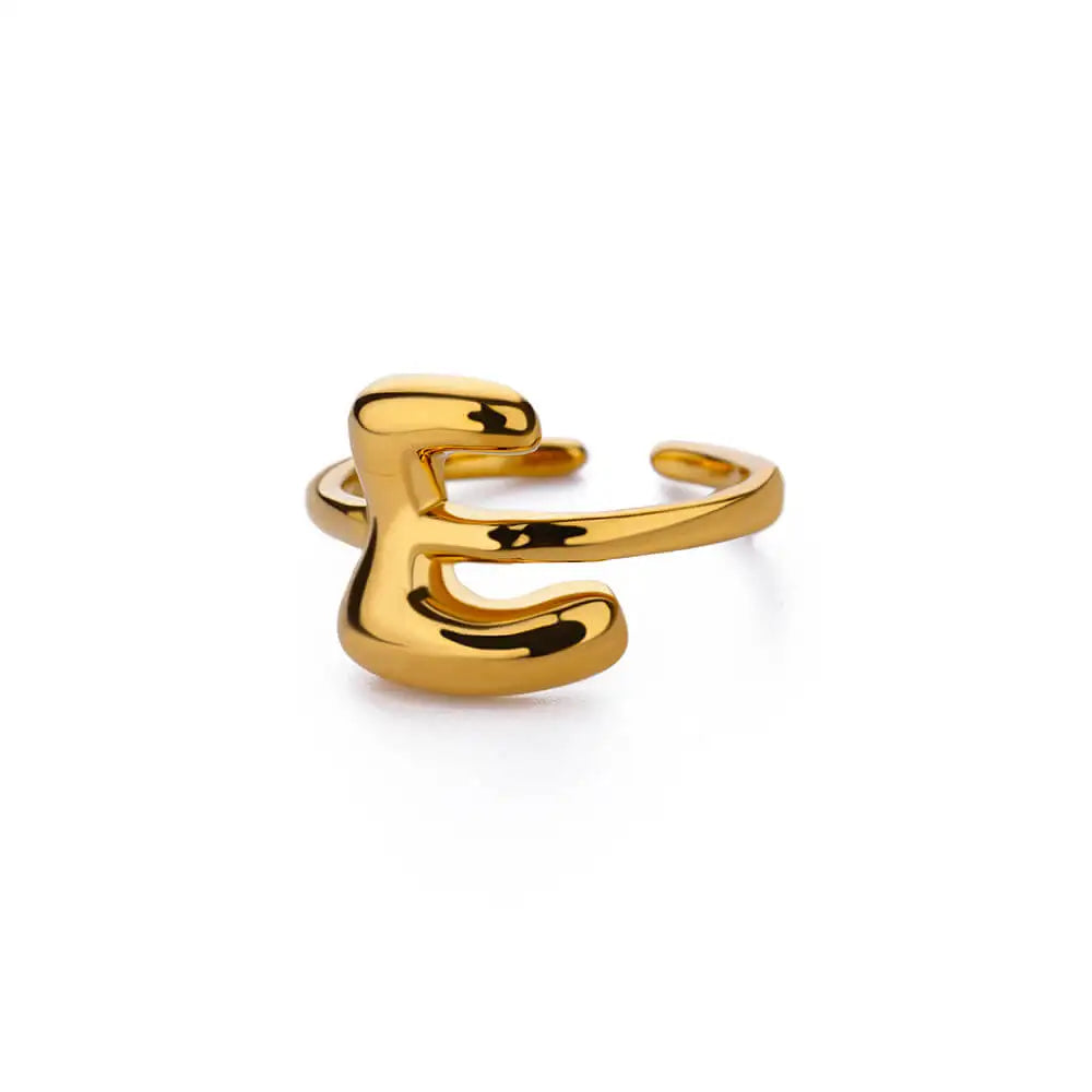 Gold Color Cute Bubble Letters Rings