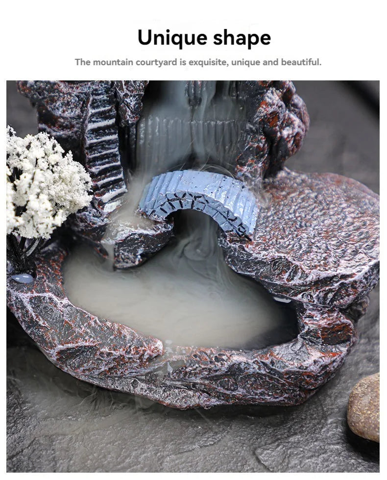 Porte-encens à refoulement, brûleur d'encens en cascade, décoration d'intérieur, ornement d'aromathérapie, cônes d'encens avec cônes d'encens à refoulement