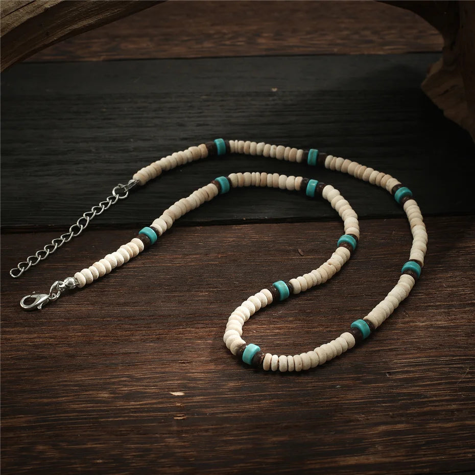 Summer Beach Wooden Beaded Surfer Necklace