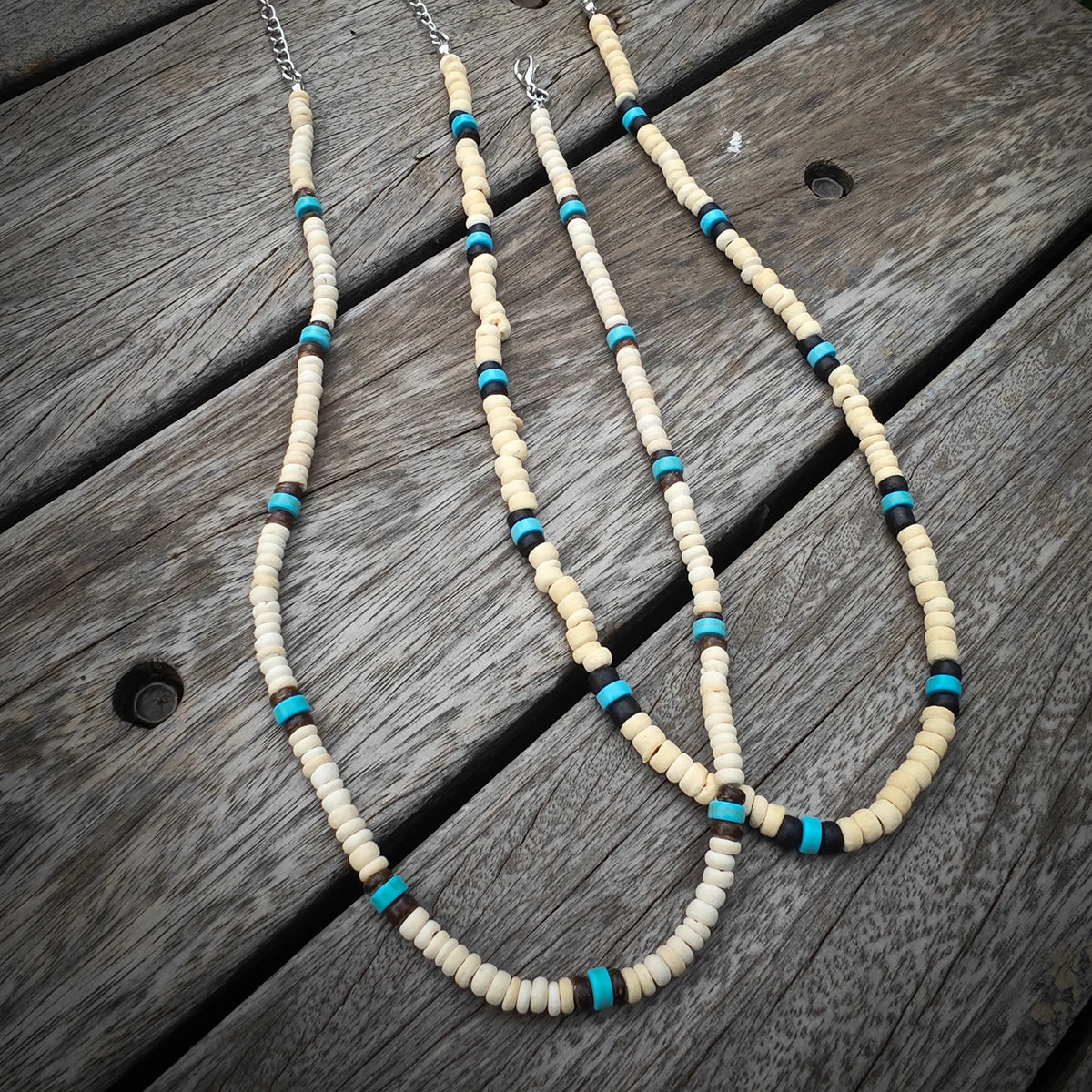 Summer Beach Wooden Beaded Surfer Necklace